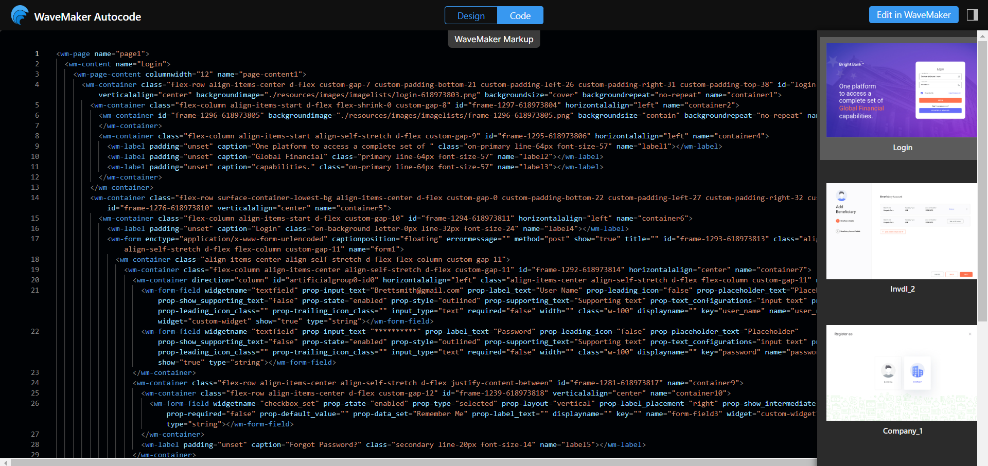 code preview